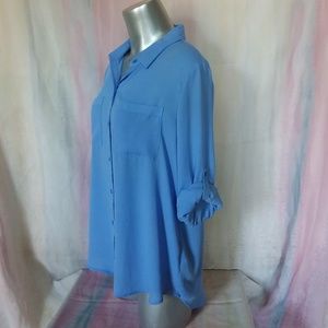 Baby Blue Long Sleeved Button Down Blouse